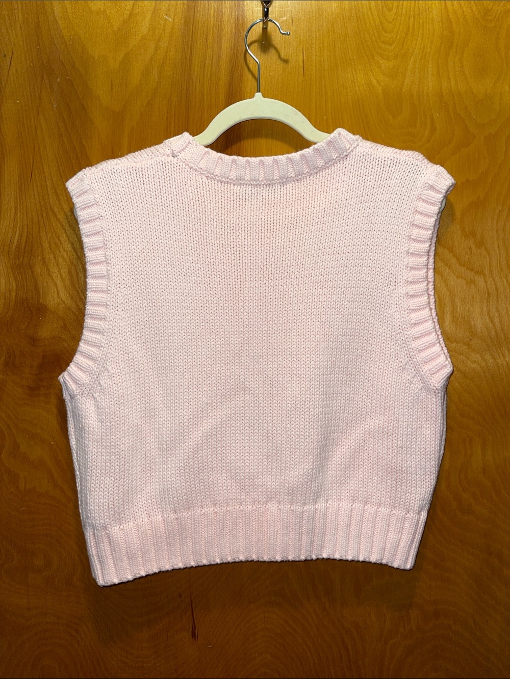 Zara Light Pink Knit Sleeveless V-Neck Sweater Vest - Picture 3 of 4